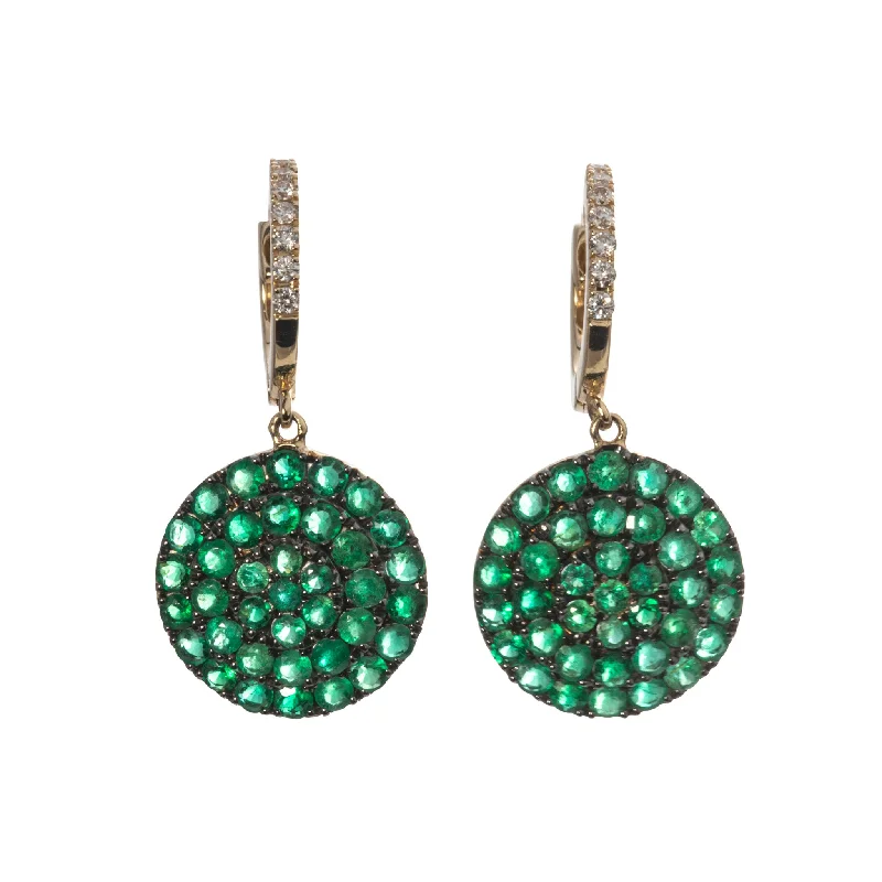 Pavé Diamond & Emerald 14K Gold Drop Earrings