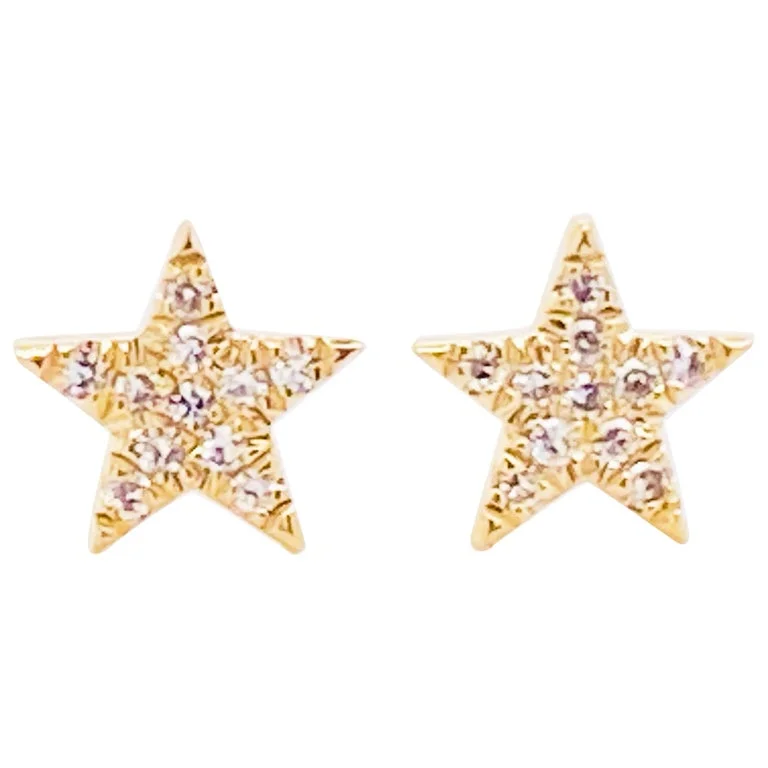 Pave Diamond Star Stud Earrings