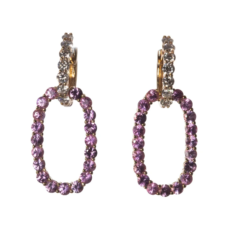 Pink Sapphire & Diamond 14K Yellow Gold Drop Earrings