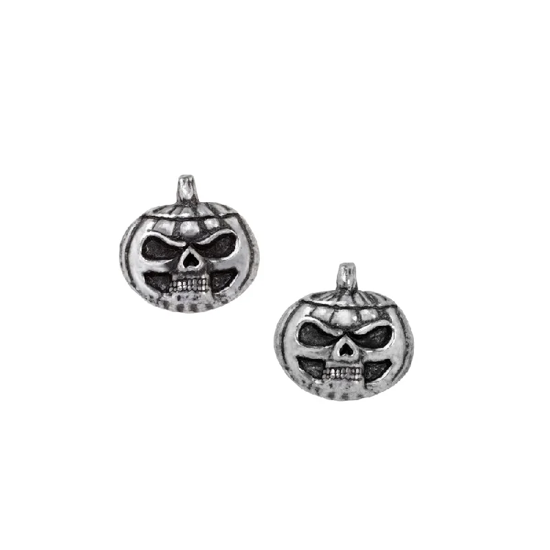 Pumpkin Skull Halloween Stud Earrings by Alchemy Gothic