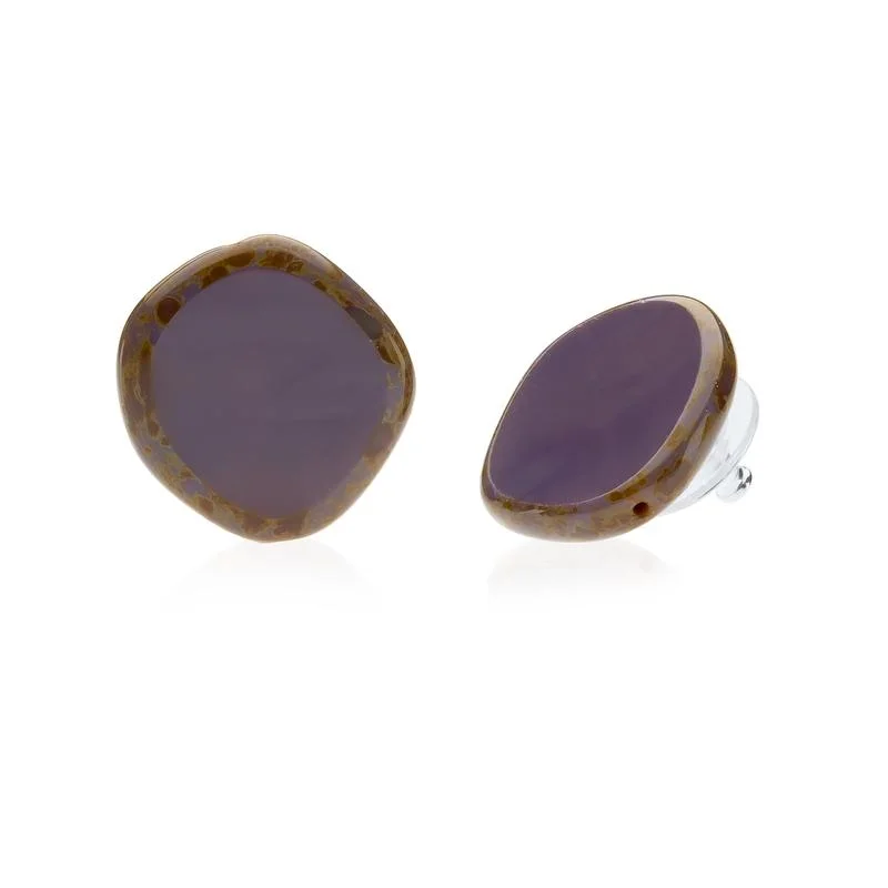 Purple Circle Glass Beaded Large Stud Earrings