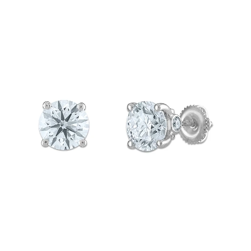 Red Hot Deal 4 CTW Round Lab Grown Diamond Stud Solitaire Earrings in 14KT White Gold