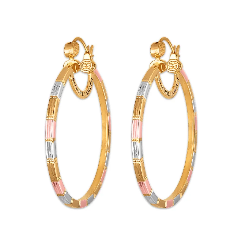 Simone I Smith Collection 50MM Tri-Color Hoop in 18K Gold Plated Sterling Silver