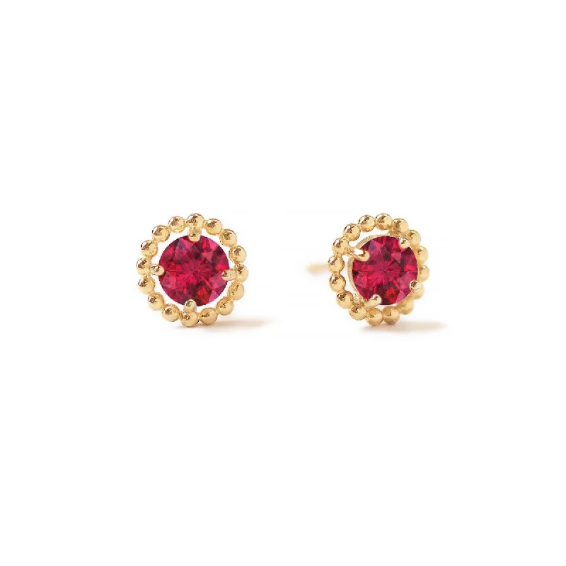 Solitaire Beaded Studs Ruby