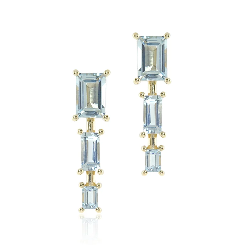 Aquamarine Baguette Drop Earrings