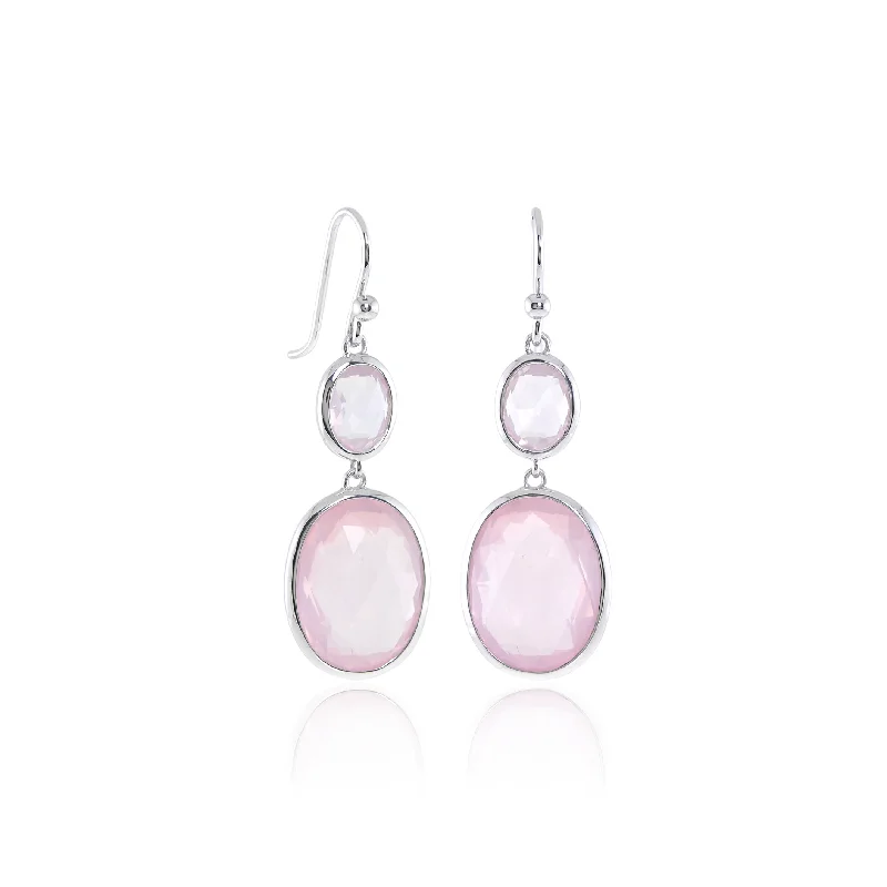 Raindrop Earrings in Rose Quartz