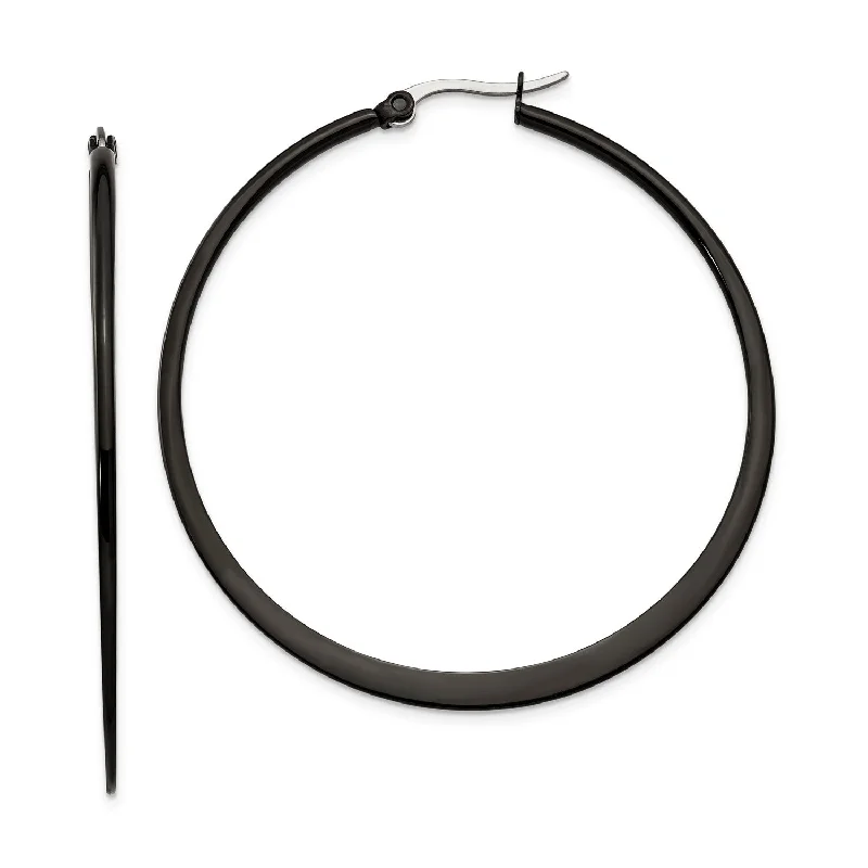 Stainless Steel Black IP plated 55mm Hoop Earrings