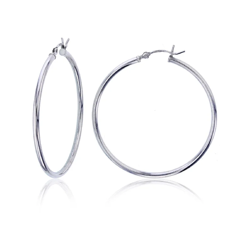 Sterling Silver 2X50MM Hoop Earrings