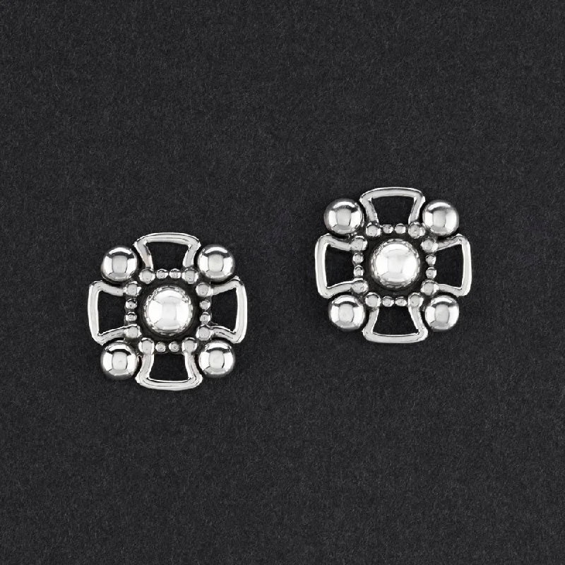 Sterling Silver Maltese Cross Stud Earrings