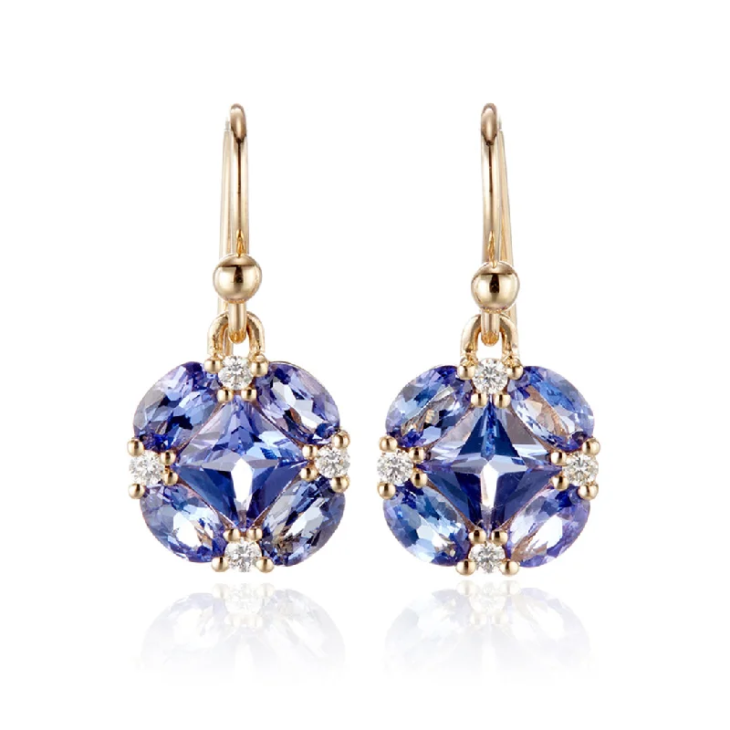 Quadrille Drop Earrings in Tanzanite & Diamonds