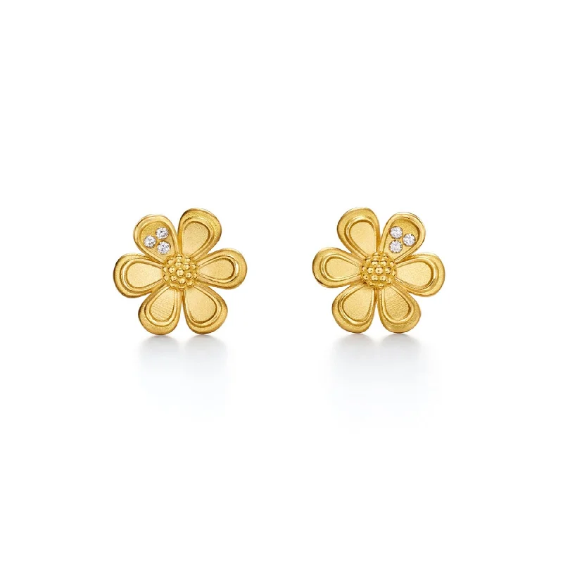 Temple St. Clair Golden Flower Post Earrings