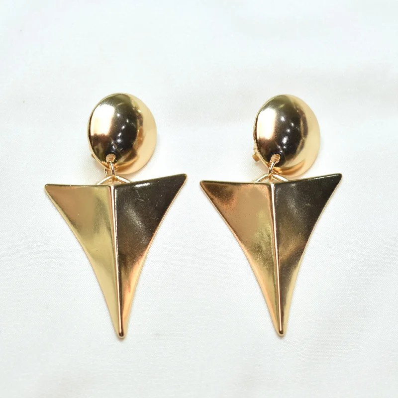 TFC Three Corner Gold Plated Stud Earrings