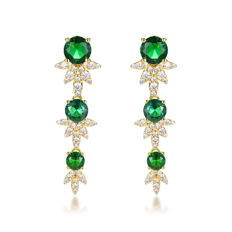 Trendolla Round Cut Green Stone Drop Earrings