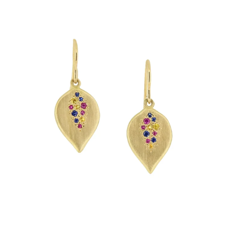 Multi-Color Sapphire Teardrop Earrings