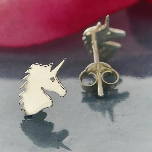 Unicorn Post Earrings, Sterling Silver, SALE