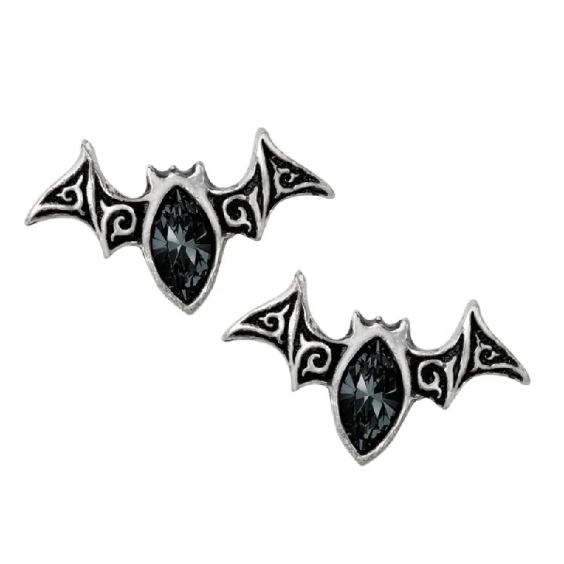 Viennese Nights Crystal Bat Stud Earrings by Alchemy Gothic