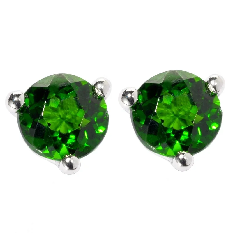 18k Platinum Over Sterling Silver Diopside Martini Stud Earrings