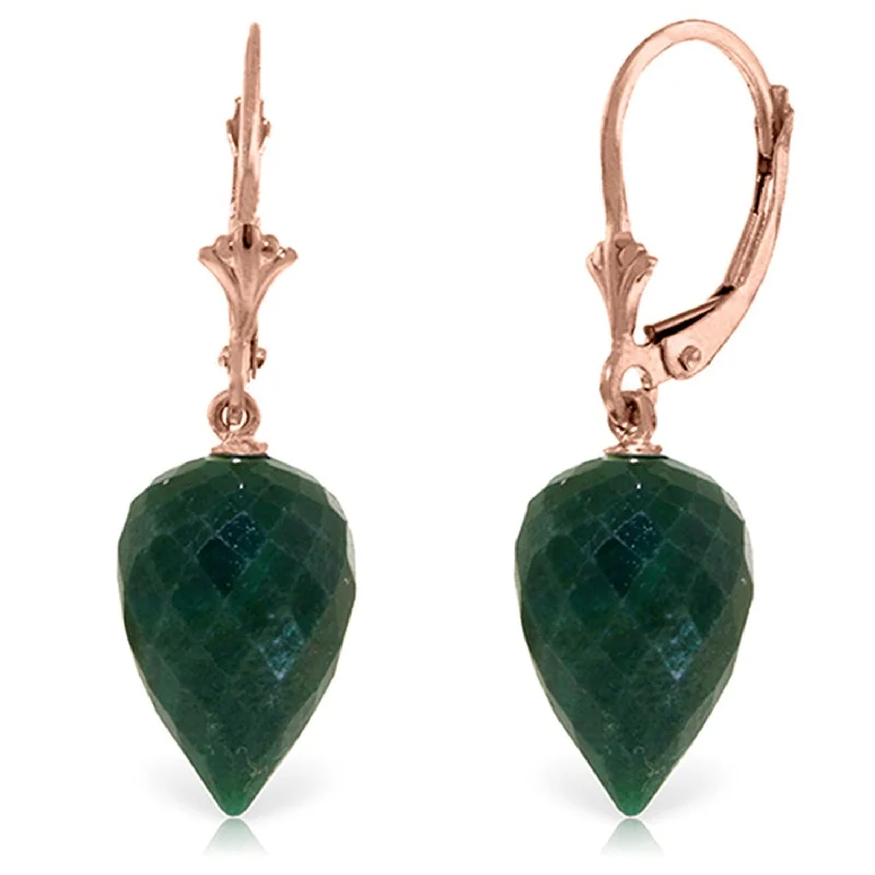 25.7 Carat 14K Solid Gold Drop Briolette Emerald Gemstone Earrings