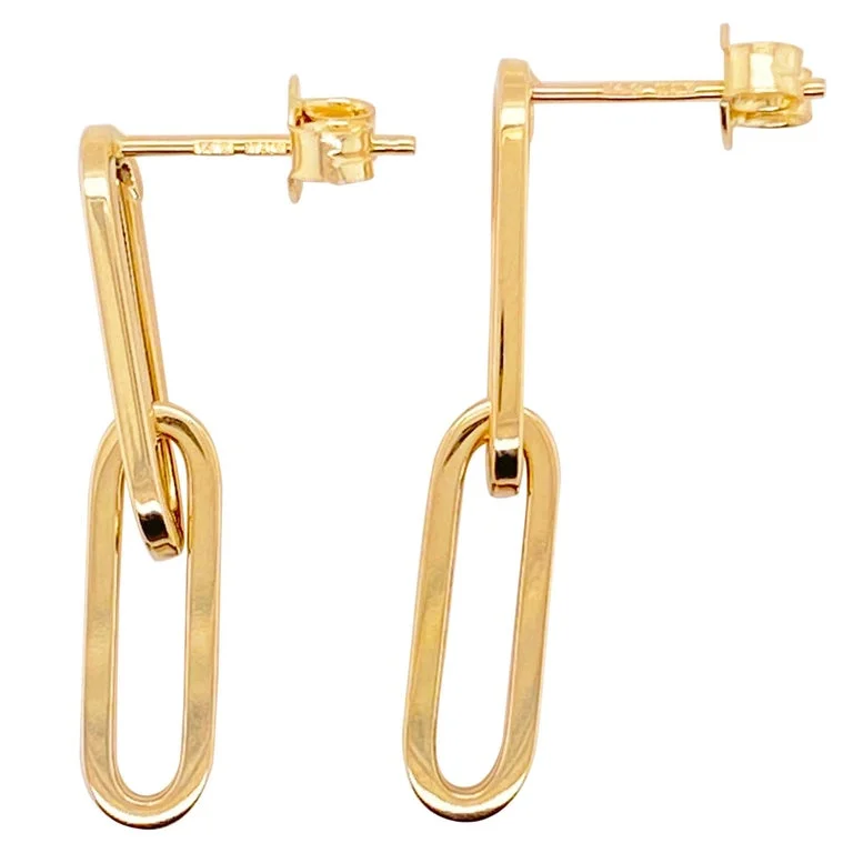 5.7mm Paper Clip Earring Dangles 14K Gold