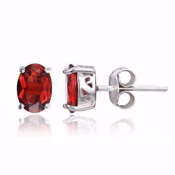 Legacy Garnet Oval Cut Genuine 1.6CT IOBI Precious Gems Stud Earrings