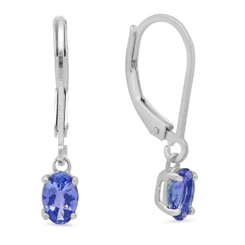 Amanda Rose Collection Tanzanite Earrings set in Sterling Silver Leverback Settings