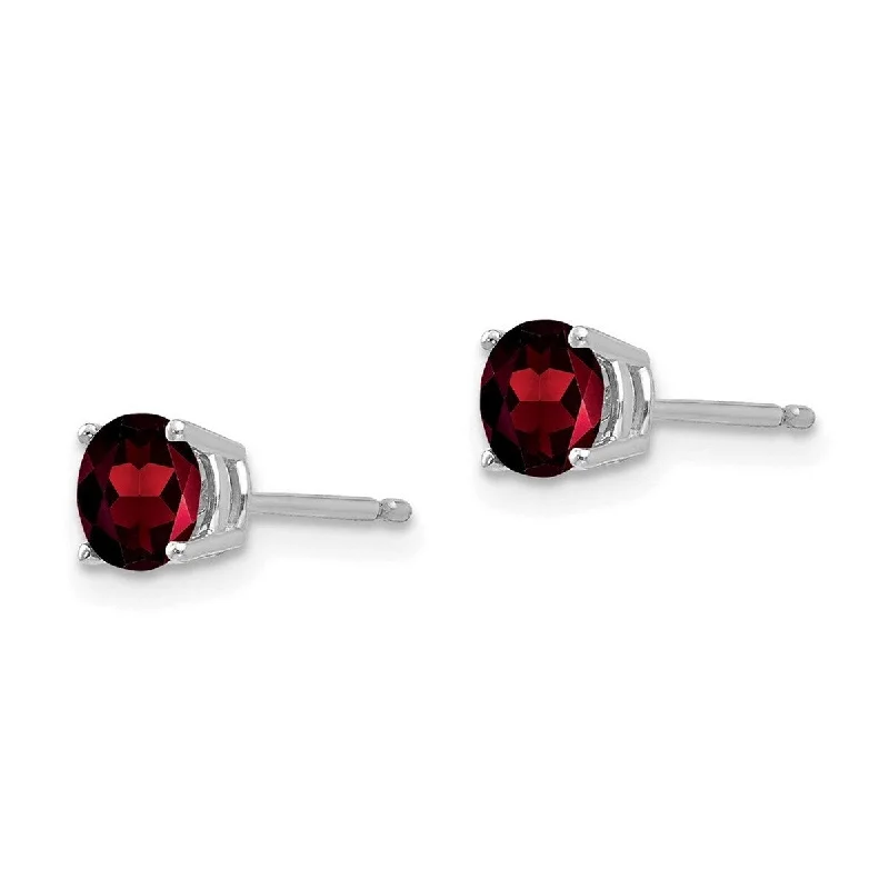 Curata 14k White Gold 5mm Garnet Post Earrings