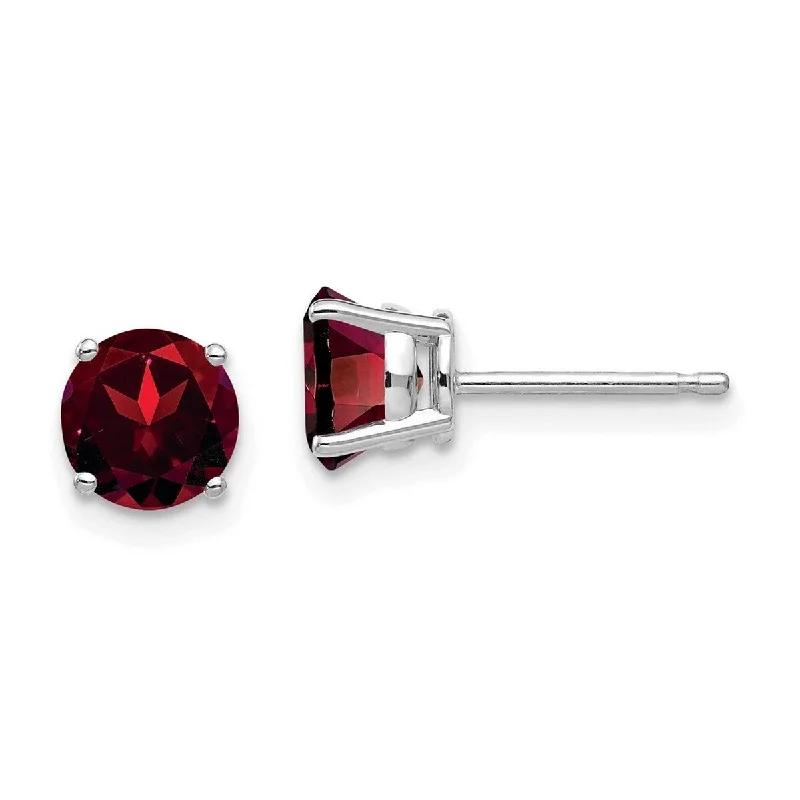 Curata 14k White Gold 6mm Garnet Post Earrings