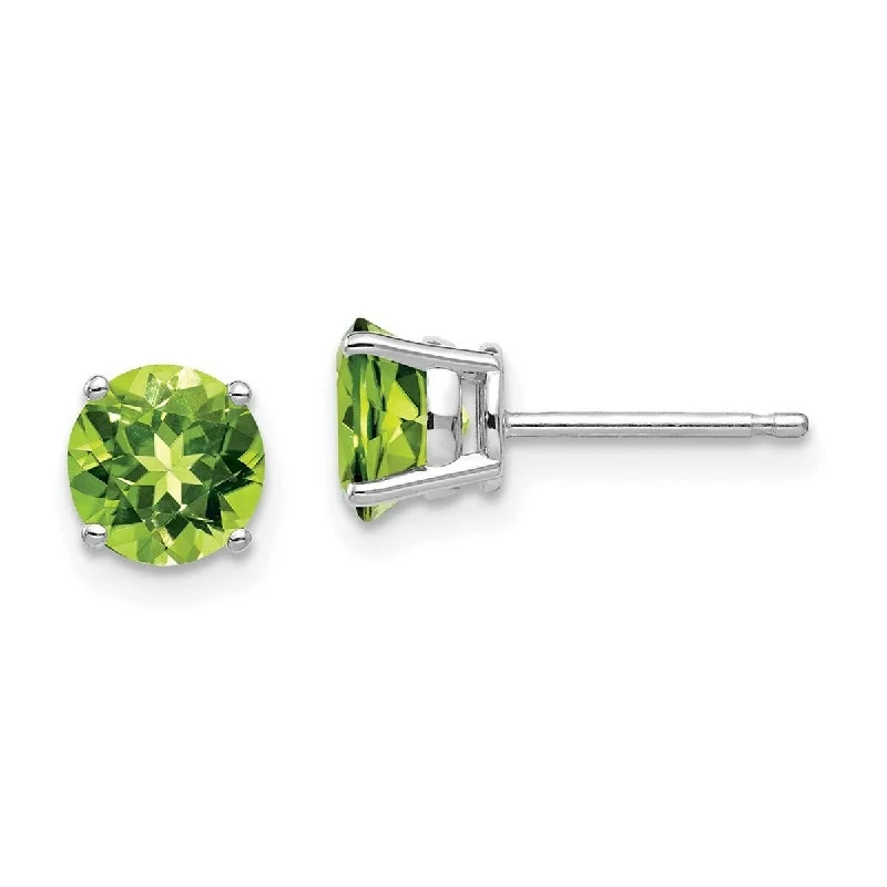 Curata 14k White Gold 6mm Peridot Post Stud Earrings