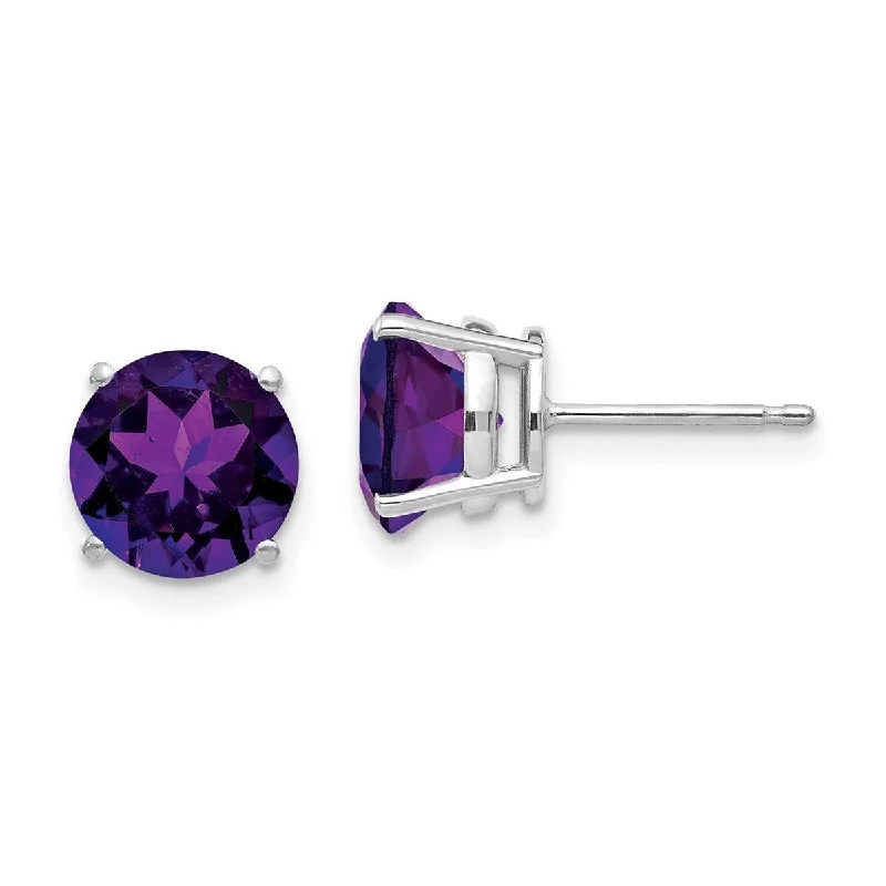 Curata 14k White Gold 8mm Amethyst Stud Earrings