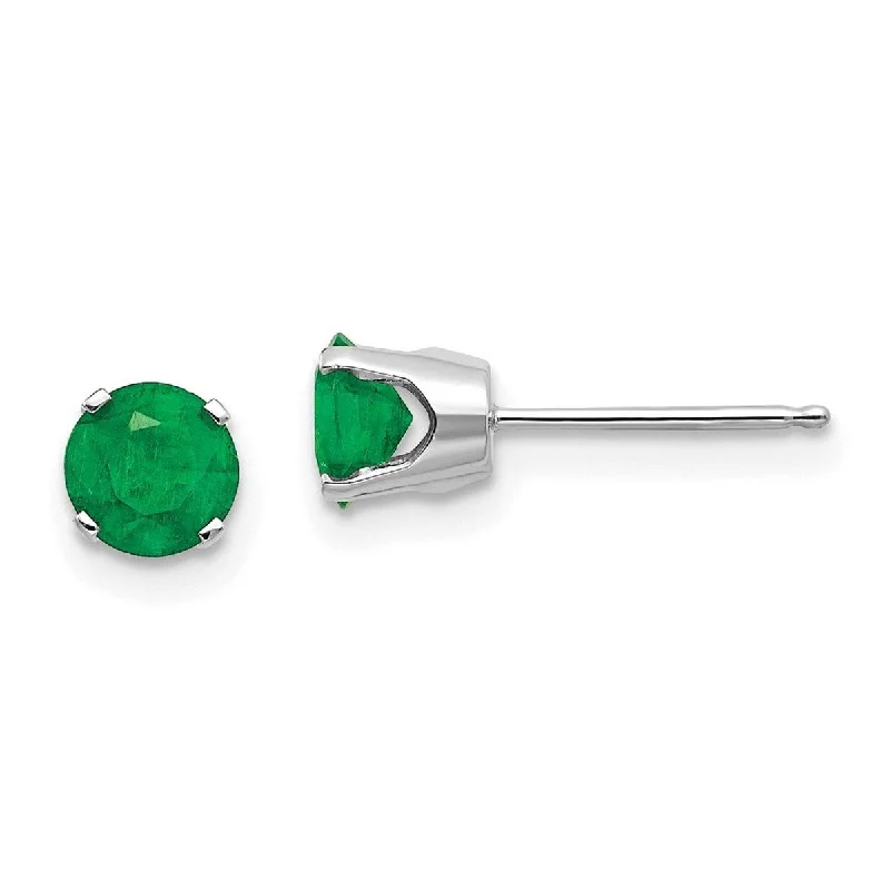 Curata 14k White Gold Post Earrings 5mm Emerald Stud Earrings