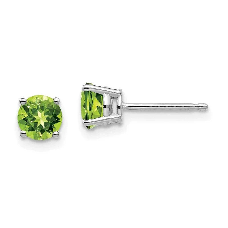 Curata 14k White Gold Post Earrings 5mm Peridot Earrings