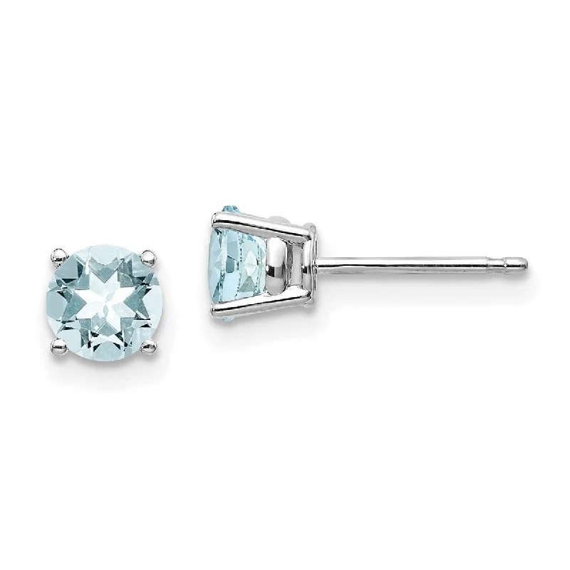 Curata 14k White Gold Post Earrings Aquamarine Earrings