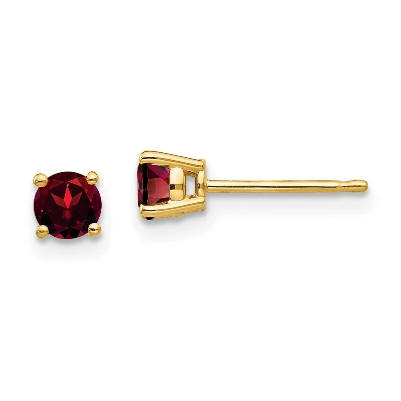 Curata 14k Yellow Gold Post Earrings 4mm Garnet Earrings