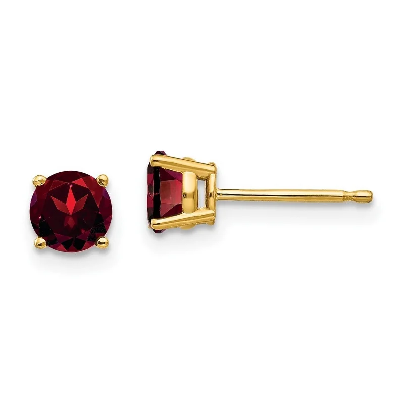 Curata 14k Yellow Gold Post Earrings 5mm Garnet Earrings