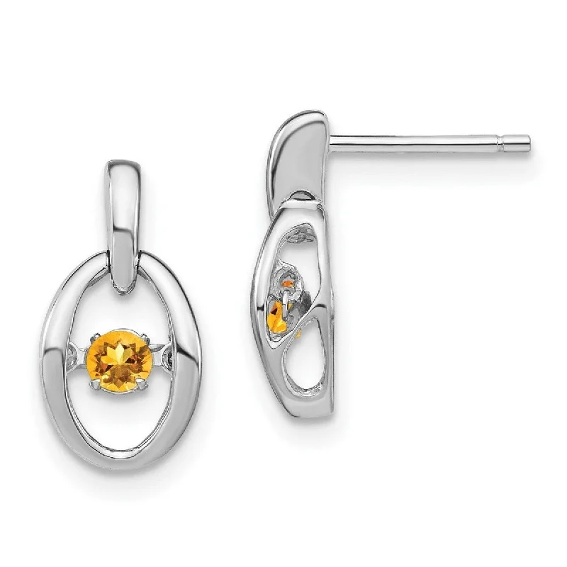 Curata 925 Sterling Silver Rhodium Citrine Vibrant Earrings Measures 14x7.5mm