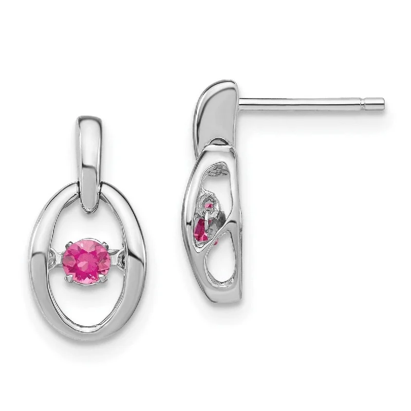 Curata 925 Sterling Silver Rhodium Crted Pink Tourmaline Vibrant Earrings Measures 14x7.5mm Wide