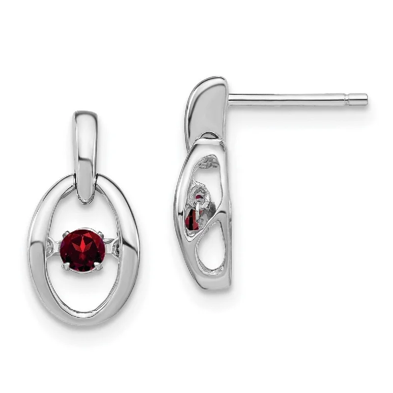 Curata 925 Sterling Silver Rhodium Garnet Vibrant Earrings Measures 14x7.5mm Wide