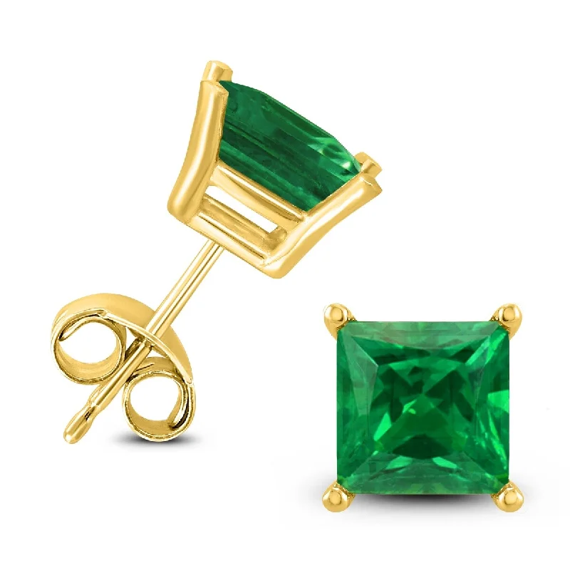 Marquee 14K Yellow Gold 5MM Square Emerald Earrings