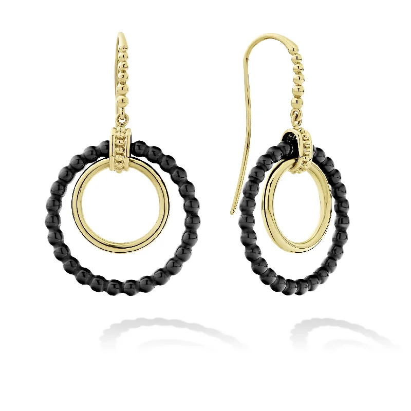 Meridian 18K Gold and Ceramic Circle Drop Earrings