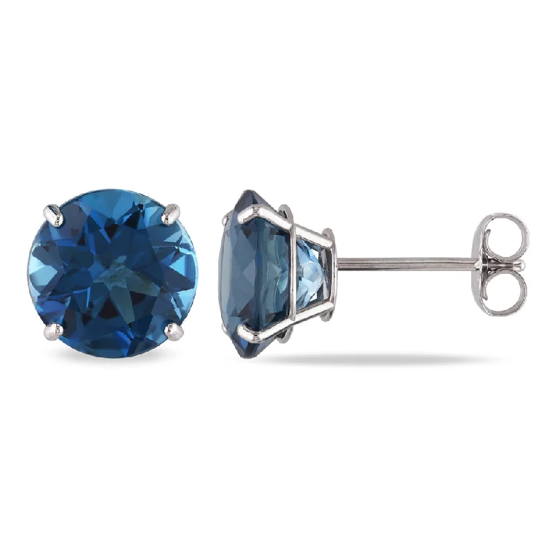 Miadora 14k White Gold 5ct TGW London Blue Topaz Stud Earrings