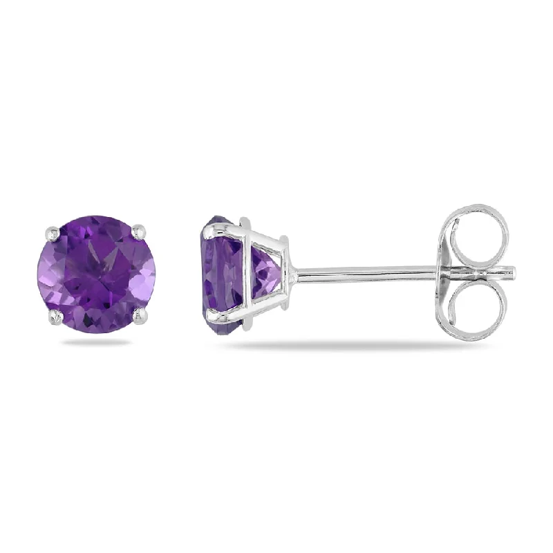 Miadora 14k White Gold Amethyst Solitaire Earrings