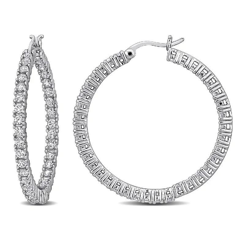 Miadora 3ct TGW Created White Sapphire Hoop Earrings Sterling Silver