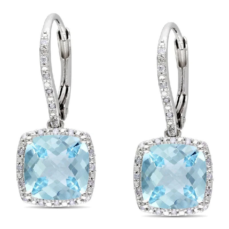 Miadora Sterling Silver 8 1/2 ct TGW Blue Topaz and 1/5 ct TDW Earrings (G-H, I3)