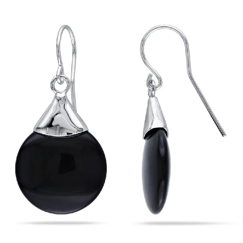 Miadora Sterling Silver Black Onyx Drop Earrings