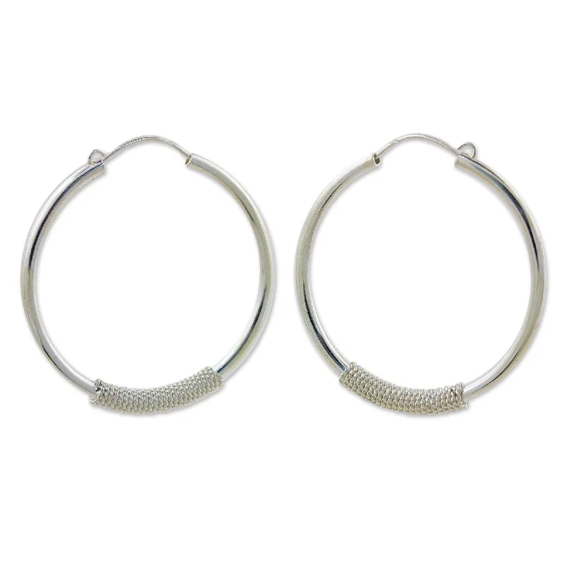 Novica Handmade Loop The Hoop Silver Hoop Earrings