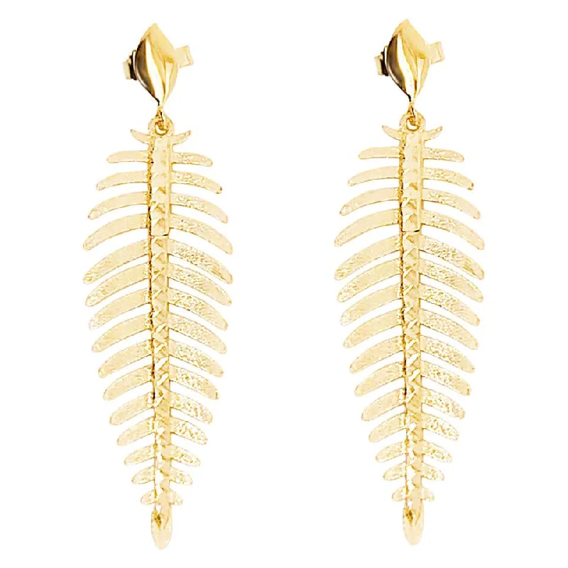 Palm Leaf Dangle Earrings-14kt Yellow Gold, Special Order