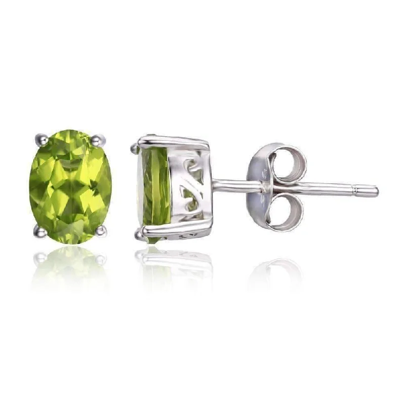 Precious Peridot Oval Cut Genuine 1.6CT IOBI Precious Gems Stud Earrings