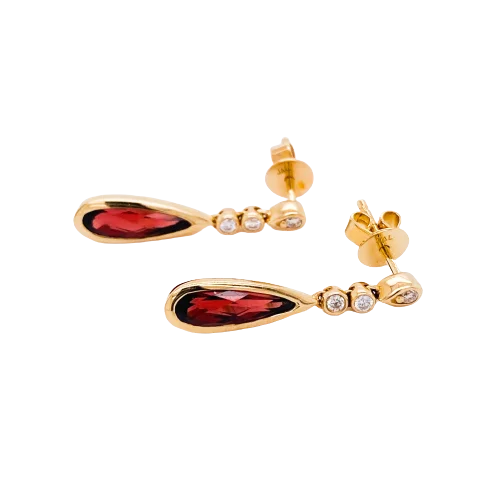 Garnet and Diamond Drop Earrings