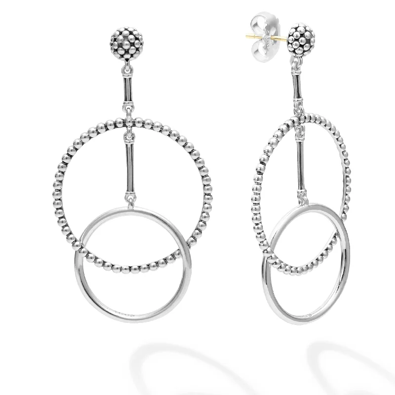 Signature Caviar Double Circle Drop Earrings